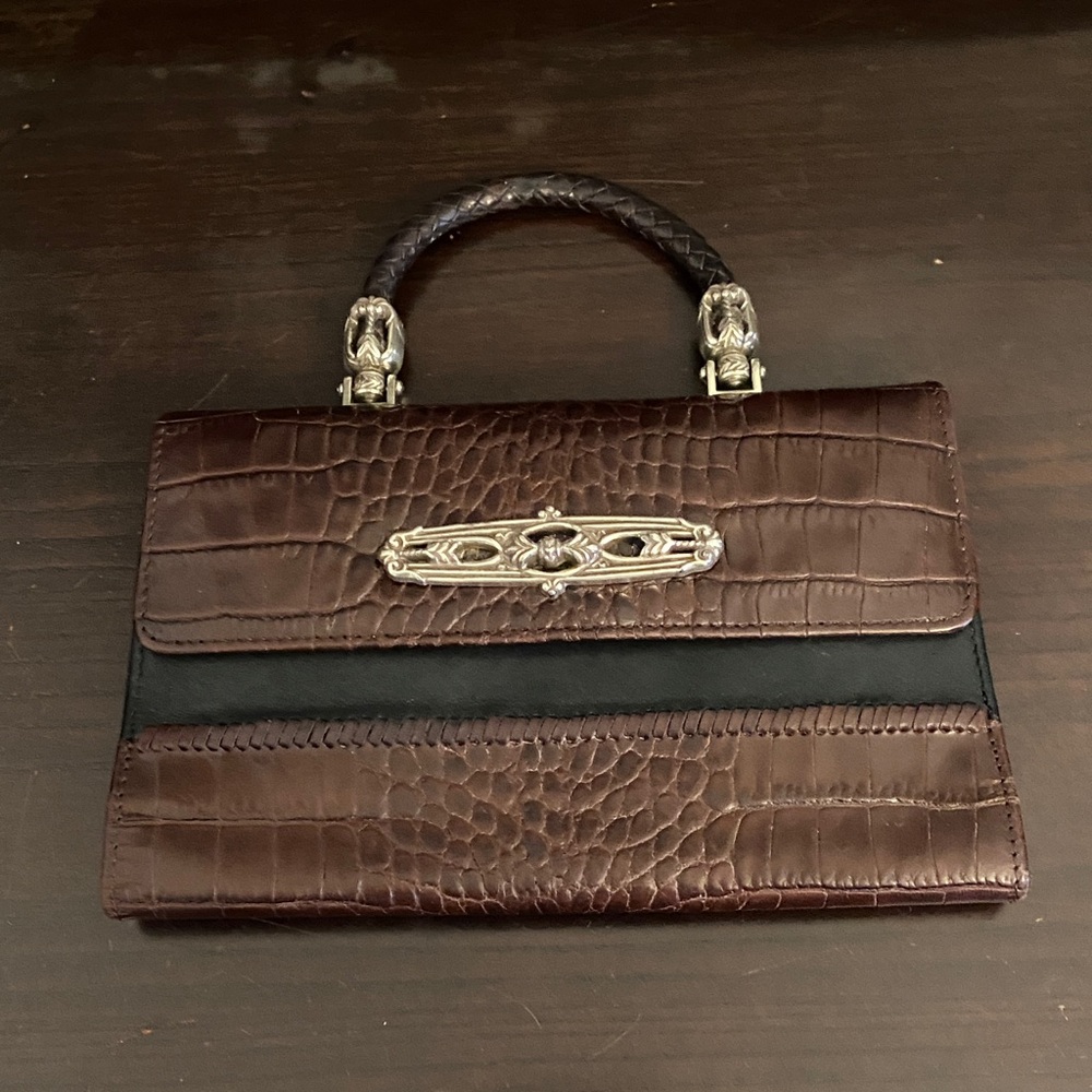 Authentic Brighton  Brown/Black Crocodile Embossed Clutch/Wallet.
